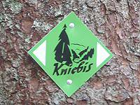 Kniebs-Schild an Baum Heimatpfad Schwarzwald